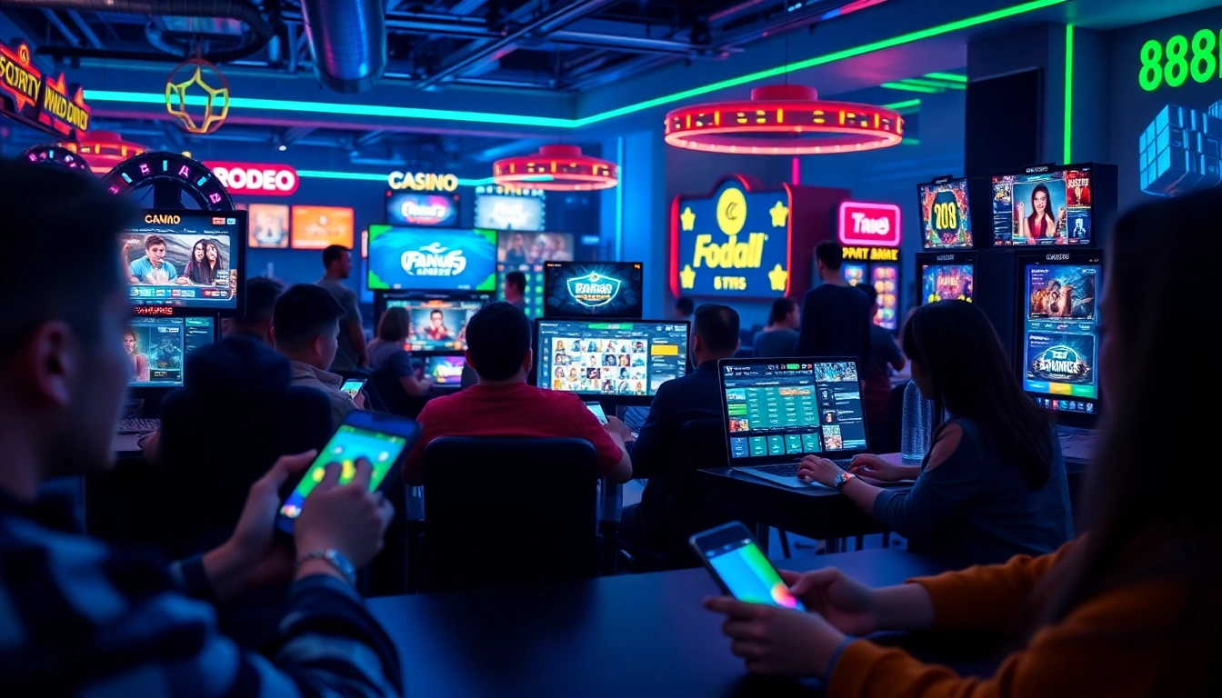 Online gaming excitement on 888b.rodeo, showcasing players and digital devices.